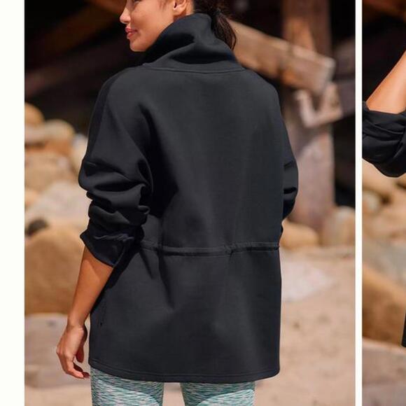 Varley Barton Turtleneck Sweatshirt Pullover In Black Cinch Waist Women’s Large - Picture 14 of 15